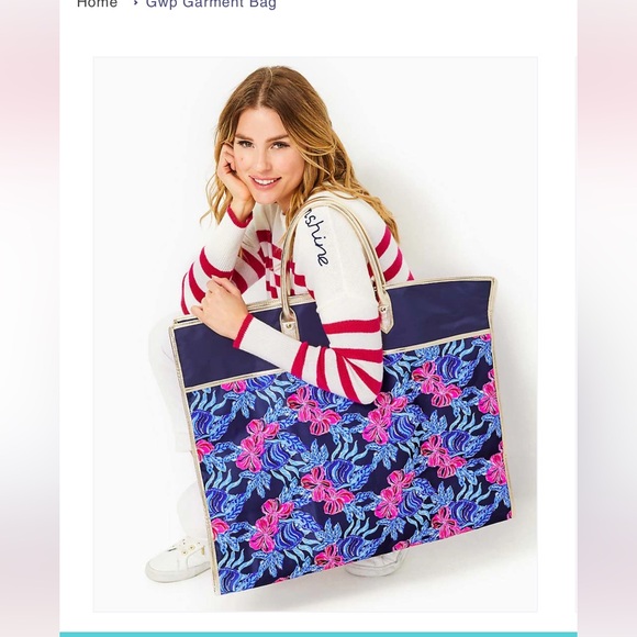 NWT Lilly Pulitzer Hanging Garment Bag Low Tide Navy Its Ofishell - Picture 5 of 9